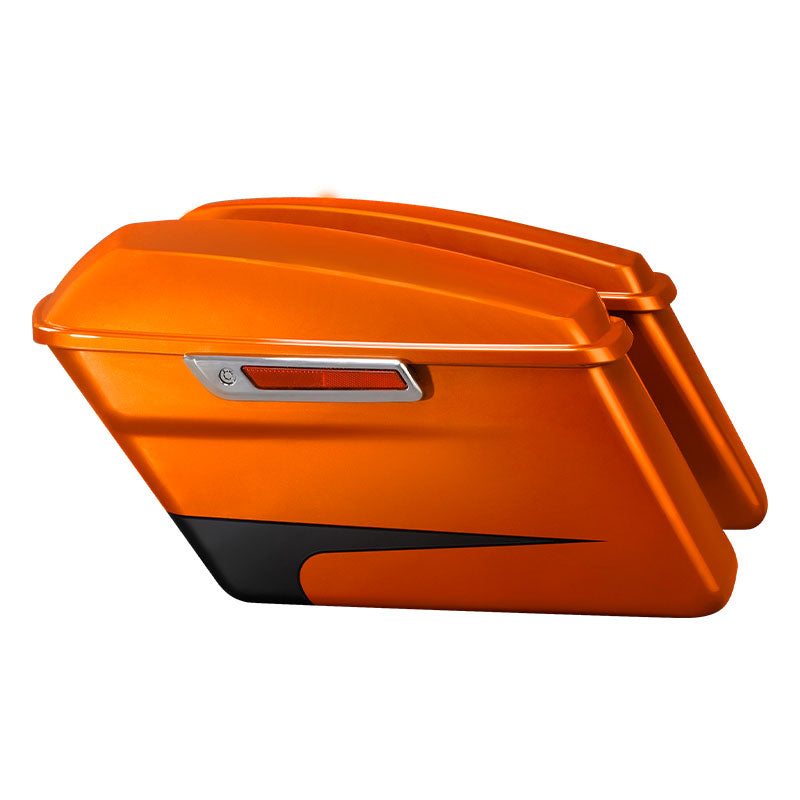 HR3 Scorched Orange / Black Denim Hard Saddlebags (Regular) For 14-23 Harley Touring