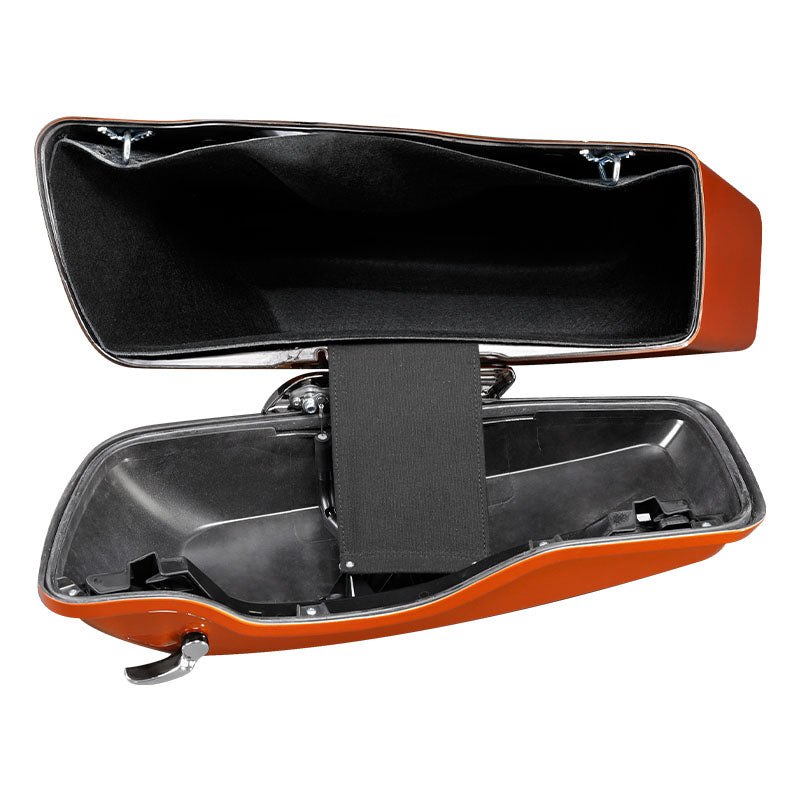 HR3 Scorched Orange / Black Denim Hard Saddlebags (Regular) For 14-23 Harley Touring