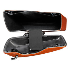 HR3 Scorched Orange / Black Denim Hard Saddlebags (Regular) For 14-23 Harley Touring