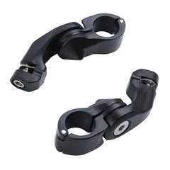 Santee 1-1/4" Short Angled Adjustable Highway Peg Mount Kit Matte Black Chrome Fit For Harley