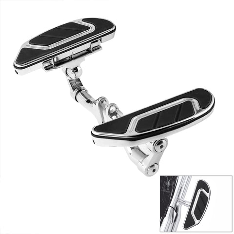 Custom Chrome Passenger Footboards Floorboards w/ Brackets Chrome Gloss Black Fit For Harley Touring 93-up