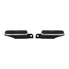 Santee Gloss Black Highway Male Mount Footpegs Solar Flare Rubber Fit For Harley All Model
