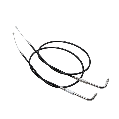 Custom Chrome 90cm Black Vinyl Throttle & Idle Cable Fit For Harley Sportster XL883 1200 98-14