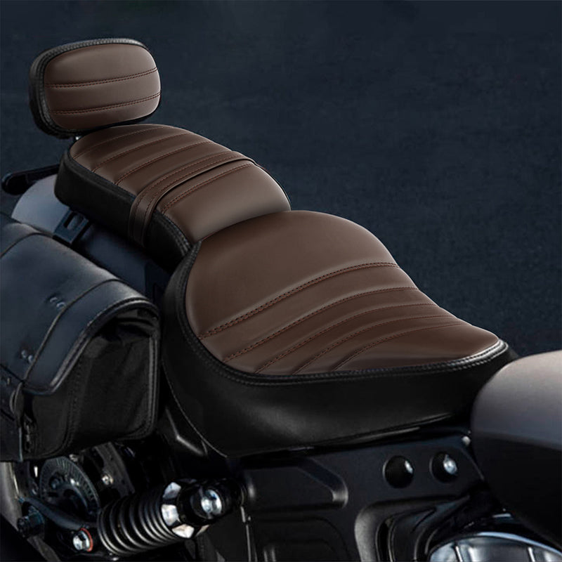 C.C. RIDER Indian Scout 2 Piece 2 Up Seat Driver Passenger Seat With Backrest For Scout Bobber Sixty Scout Bobber ABS, 2018-2024