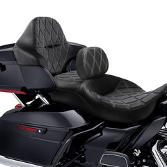 C.C. RIDER Rider Backrest 2 Up Seat Driver Backrest Pad For Harley Touring CVO Street Glide Road Glide Electra Glide Road King, 1988-2025