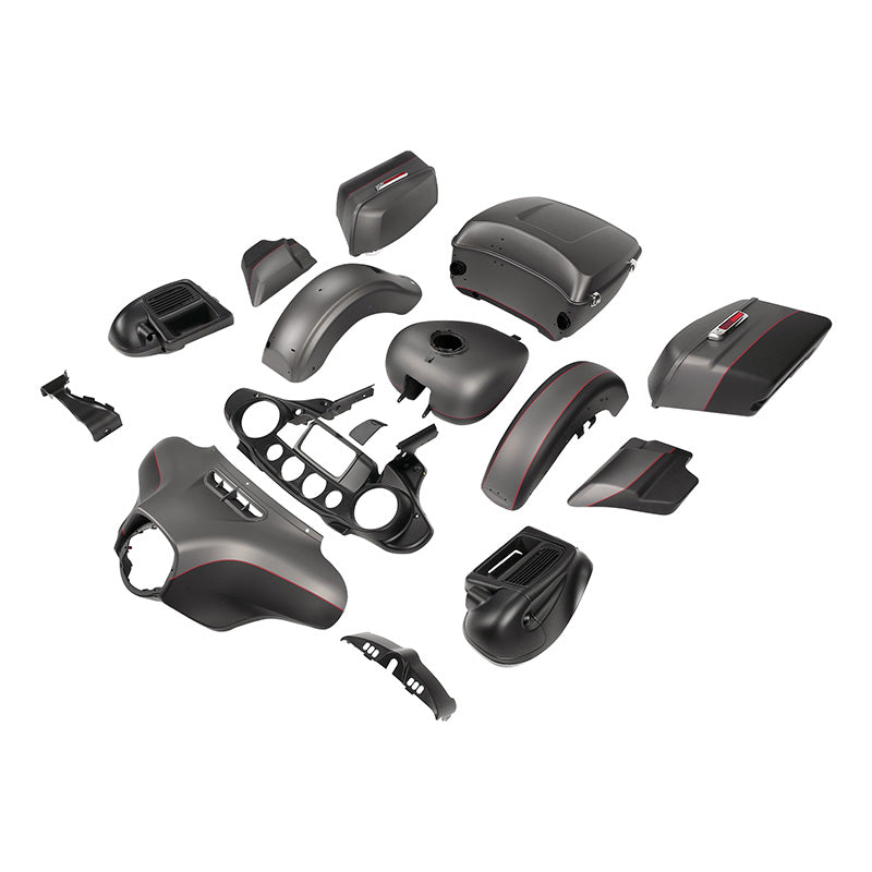 HR3 Industrial Gray Denim / Black Denim Complete Body Fairing Kit For Harley Ultra Limited FLHTK 14-23