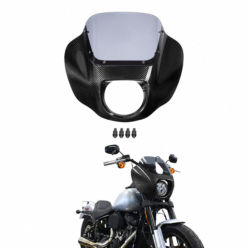 HR3 Carbon Fiber Vivid Black Headlight Fairing & Windshield Fit For Harley Softail FXBB FXLR 2018-later
