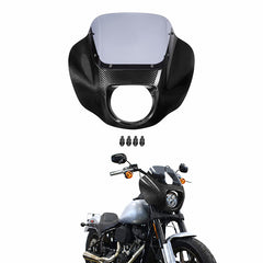 HR3 Carbon Fiber Vivid Black Headlight Fairing & Windshield Fit For Harley Softail FXBB FXLR 2018-later
