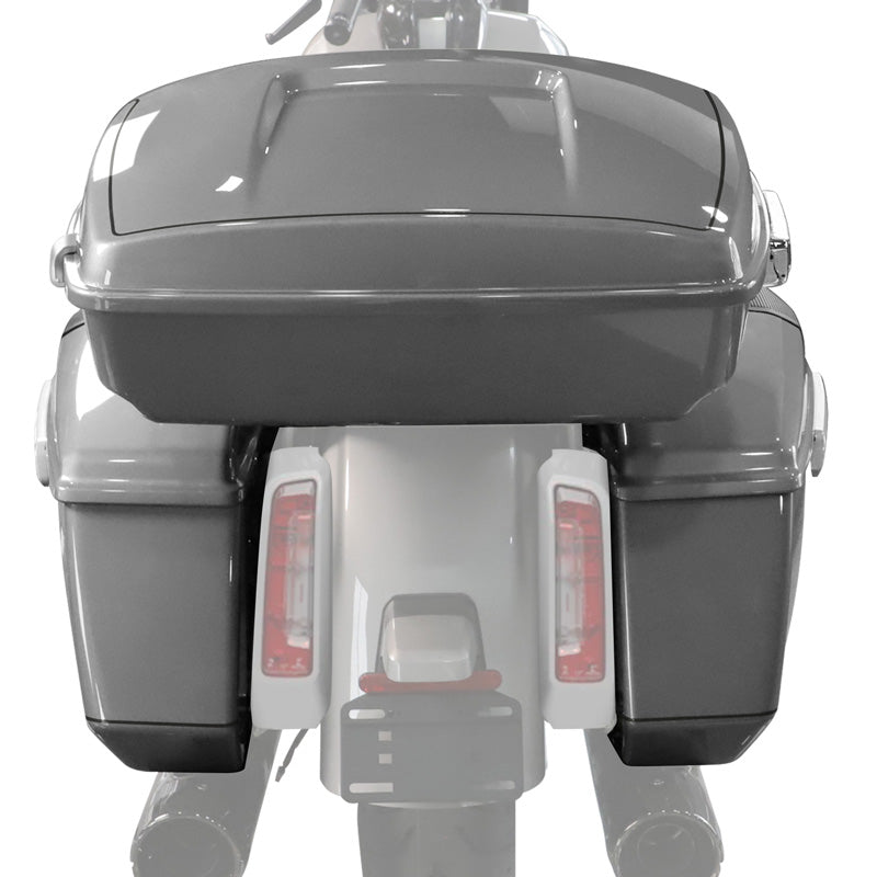 HR3 Dark Platinum Pinstripe 10.7" Chopped Style Touring Trunk Luggage For 14-24 Harley Touring