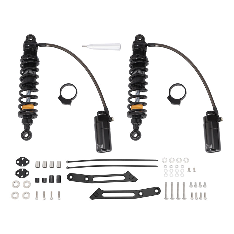 Remote Reservoir Rear Suspensions Shock Set Fit For Harley 14-24 Road King Glide