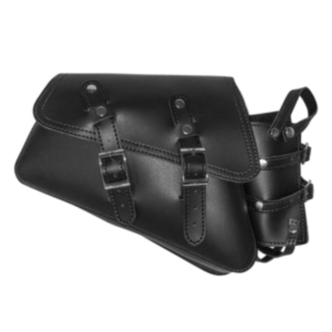 La Rosa Design Black Vinyl Left Saddlebag Swing Arm Bag+Bottle Holder Fits Harley Sportster 04+