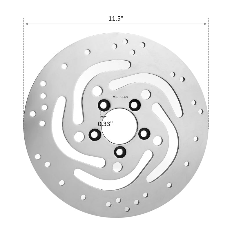 Custom Chrome 11.5"Front Right Brake Rotor Fit For Harley 2000-2013 XL&XR/2000-2005 Dyna/2000-2014 Softail