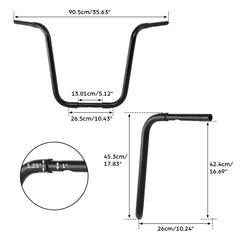 Custom Chrome 1-1/4" Ape Hangers Bar 18" Rise Handlebar Matte Black Chrome Fits For Harley Sportster XL FLST FXST
