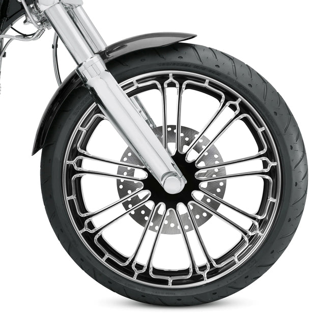 Custom Chrome 21×3.5" Front Wheel Rim 9 Spot Fits For Harley Touring Glide 2008-2024 Non ABS Black