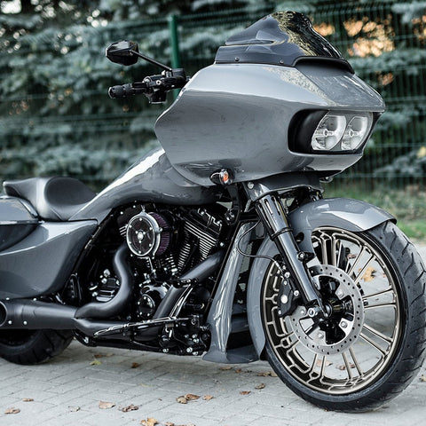 Custom Chrome 21×3.5" Front Wheel Rim 9 Spot Fits For Harley Touring Glide 2008-2024 Non ABS Black