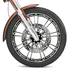 Custom Chrome 23×3.5" Front Wheel Rim 9 Spot Fits For Harley Touring Glide 2008-2024 Non ABS Black
