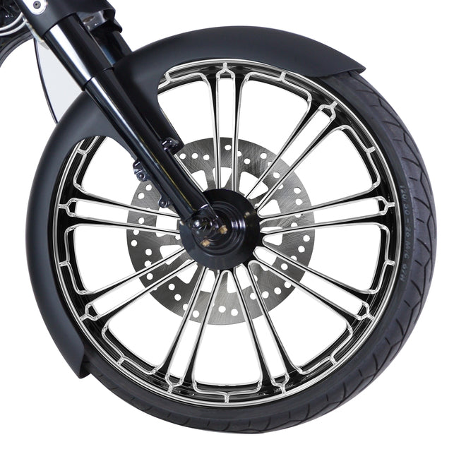 Custom Chrome 26×3.5" Front Wheel Rim 9 Spot Fits For Harley Touring Glide 2008-2024 Non ABS Black
