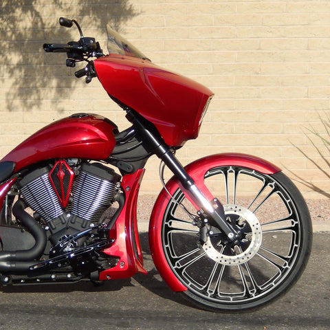 Custom Chrome 26×3.5" Front Wheel Rim 9 Spot Fits For Harley Touring Glide 2008-2024 Non ABS Black