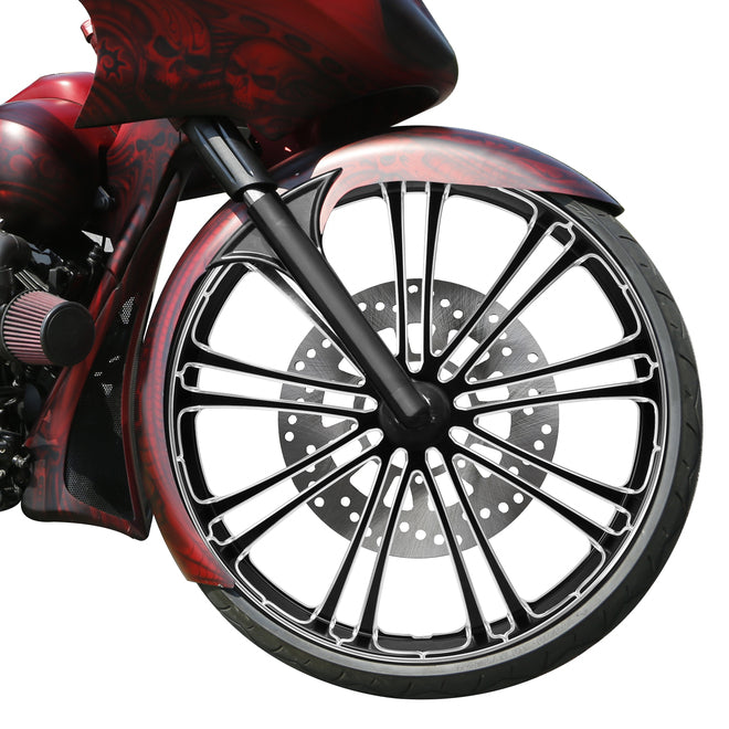 Custom Chrome 30×3.5" Front Wheel Rim 9 Spot Fits For Harley Touring Glide 2008-2024 Non ABS Black