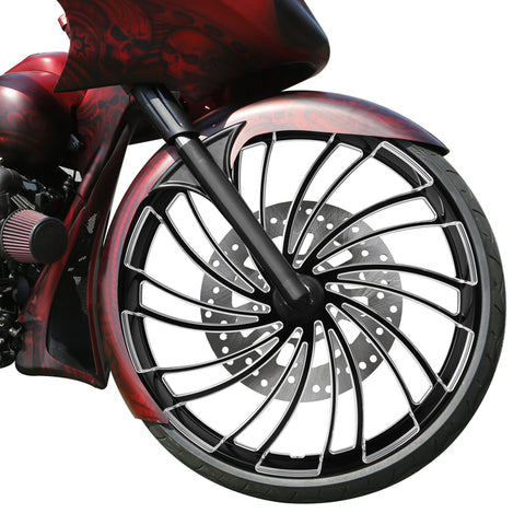 Custom Chrome 30×3.5" Twister Front Wheel Rim Fit For Harley Touring Glide 2008-2024 Non ABS Black