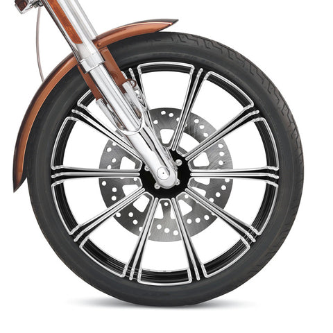 Custom Chrome 23"×3.5" Flash Black Front Wheel Rim Fits For Harley Touring Glide 2008-2024 Non ABS