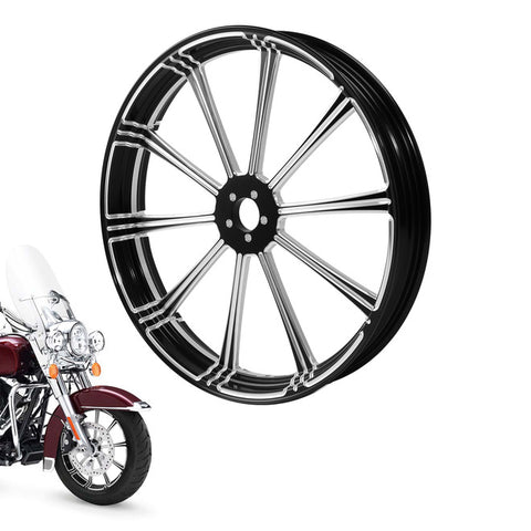 Custom Chrome 23"×3.5" Flash Black Front Wheel Rim Fits For Harley Touring Glide 2008-2024 Non ABS