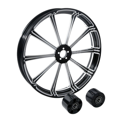 Custom Chrome 23"×3.5" Flash Black Front Wheel Rim Fits For Harley Touring Glide 2008-2024 Non ABS