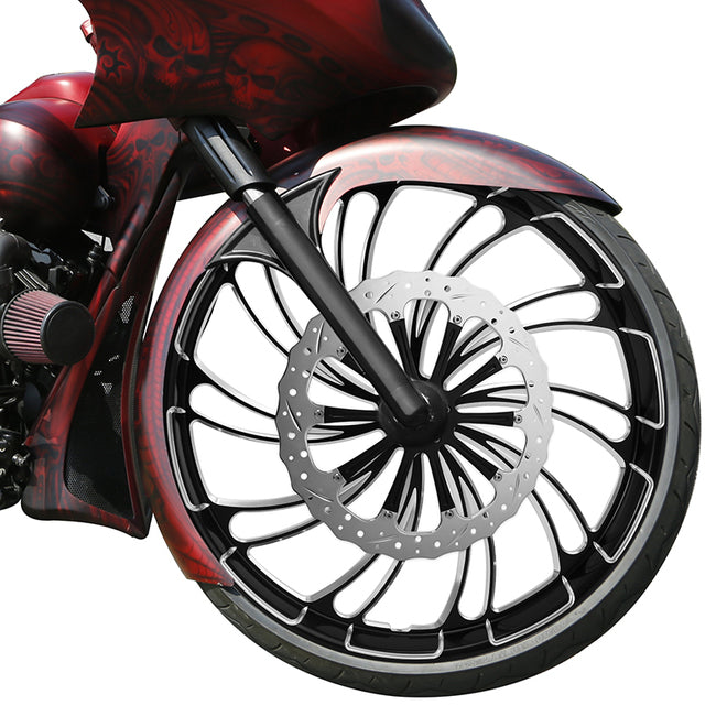 Custom Chrome 30×3.5" Black CNC Front Wheel Rim & Dual Disc Hubs Fit For Harley Touring Custom