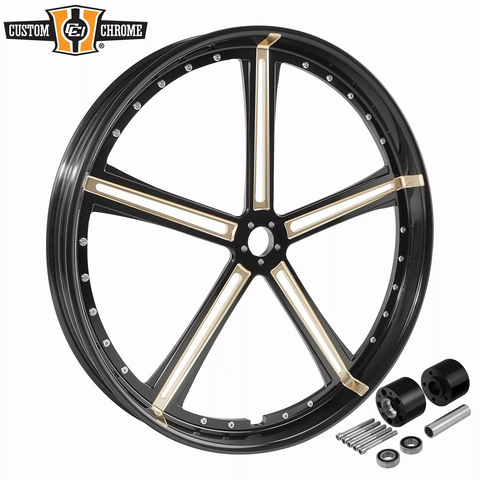 Custom Chrome 30×3.5" Black CNC Front Wheel Rim & Hubs Dual Disc Fit For Harley Touring Custom