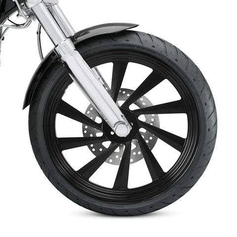 Custom Chrome 21"×3.5" CNC Black Billet Front Wheel Rim 10 Spoke Fit For Harley Touring Custom