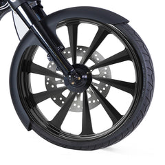 Custom Chrome 26"×3.5" CNC Black Billet Front Wheel Rim 10 Spoke Fit For Harley Touring Custom