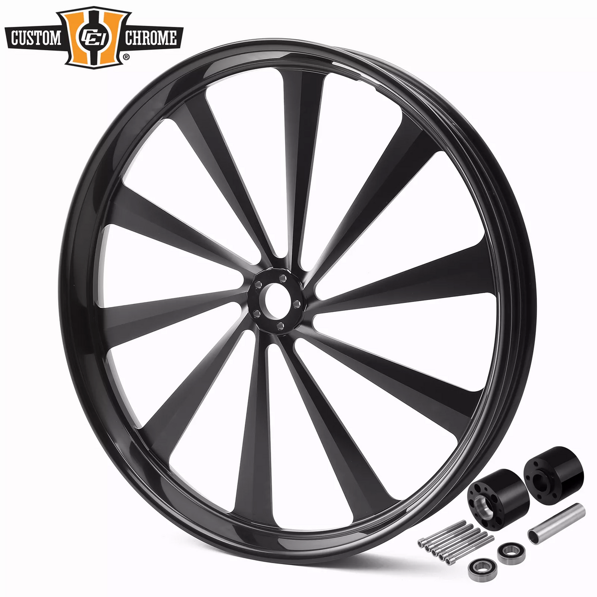 30"×3.5"CNC Black Front Wheel Rim & Hubs Dual Disc Fit For Harley Touring Custom