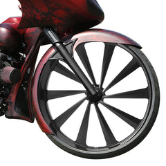 Custom Chrome 30"×3.5" CNC Black Billet Front Wheel Rim 10 Spoke Fit For Harley Touring Custom