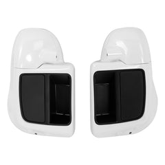HR3 Salt Pearl & Black Tempest Vented Lower Fairing Kit With 6.5" Speaker Pods For Harley Touring models 2014-2024
