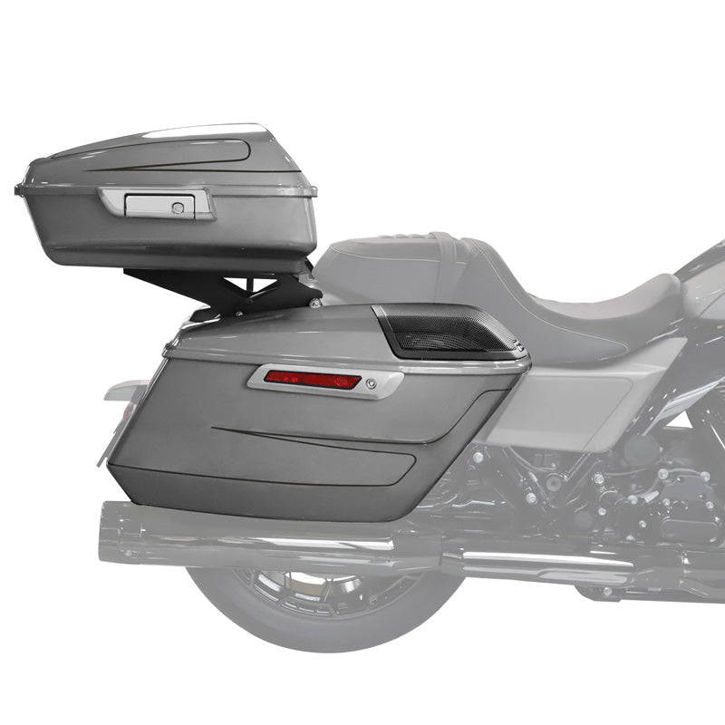 HR3 Dark Platinum Pinstripe 10.7" Chopped Style Touring Trunk Luggage For 14-24 Harley Touring