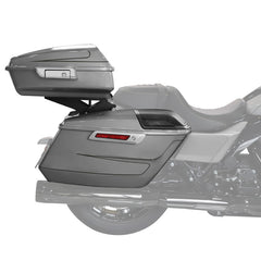HR3 Dark Platinum Pinstripe 10.7" Chopped Style Touring Trunk Luggage For 14-24 Harley Touring
