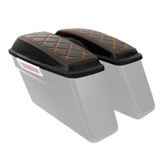 C.C. RIDER Saddlebag Lid Covers Lattice Stitching Protect Saddlebags For Harley Touring Street Glide Road Glide 2014-2024