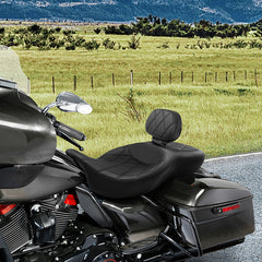 C.C. RIDER Rider Backrest 2 Up Seat Driver Backrest Pad For Harley Touring CVO Street Glide Road Glide Electra Glide Road King, 1988-2025