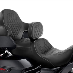 C.C. RIDER Rider Backrest 2 Up Seat Driver Backrest Pad For Harley Touring CVO Electra Glide Road King Street Glide Road Glide, 1988-2025