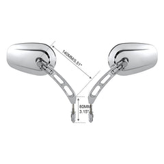 Custom Chrome 8mm Rearview Side Tapered Mirrors Slotted Stem Chrome Fit For Harley, 1982-2024