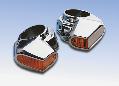 Custom Chrome Chrome Motorcycle Front Fork Turn Signal Indicator Lights  Fit For Harley Chopper