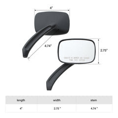 Custom Chrome Rectangular Billet Style Rearview Mirrors Black Fit For Harley Touring Sportster