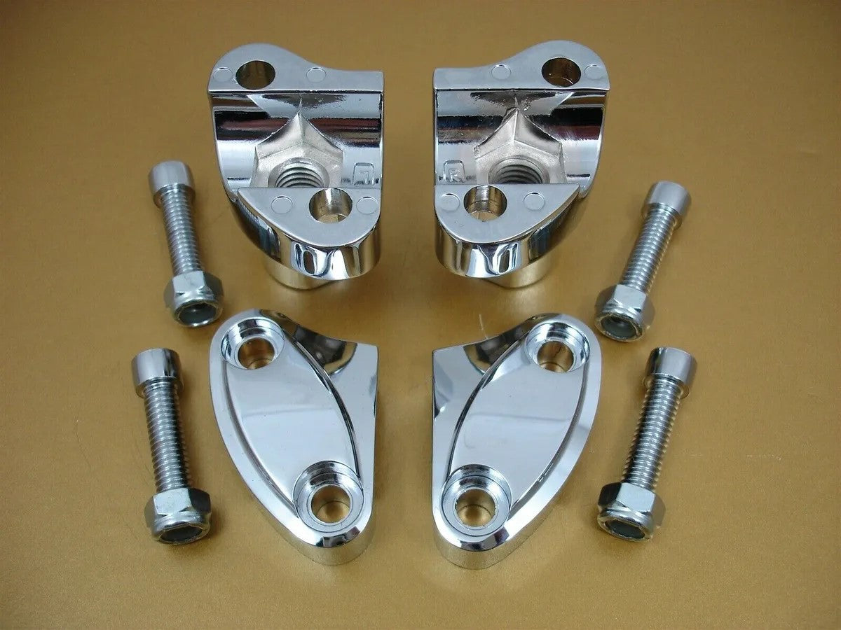 Custom Chrome Chrome Handlebar Top Clamp Risers 1/2