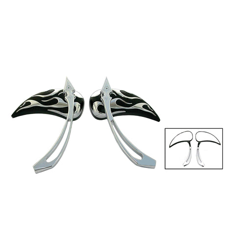 Custom Chrome Black &Chrome Rearview Side Flamed Mirrors Fit For Harley Touring Sportster Dyna