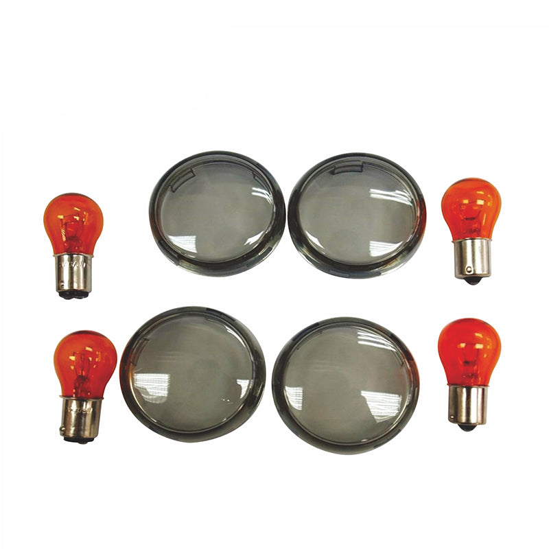 Custom Chrome Smoked Turn Signal Lens Kits Fit For Harley Big Twin and Sportster models 00-Up