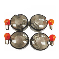 Custom Chrome Smoked Turn Signal Lens Kits Fit For Harley FXST FXR 86-99 FXD 91-00 XL 86-01