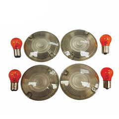 Custom Chrome Smoked Turn Signal Lens Kits Fit For Harley FLHR/C FLHT/C/U 86-09 FLTR 86-03