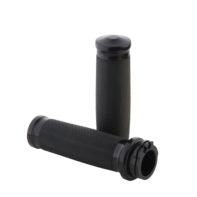 Custom Chrome Tornado Billet & Rubber Handlebar Grips Chrome Black Fit For Harley all models 73-Up