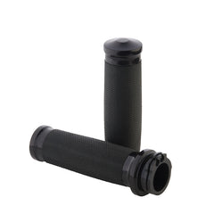 Custom Chrome Tornado Billet & Rubber Handlebar Grips Chrome Black Fit For Harley all models 73-Up