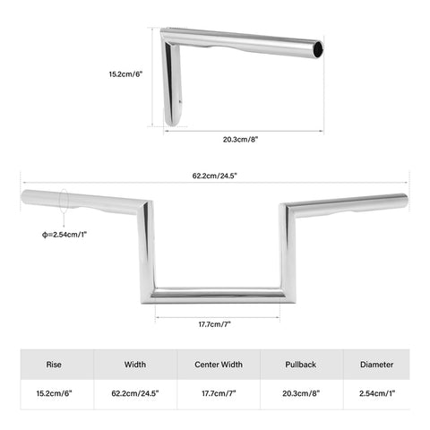 Jammer 1" Handlebar 6" Rise 60's Dimpled Narrow Z-Bar Chrome Fit For Harley 1"Clamp New